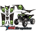 Kawasaki KFX700 2005-2011 ATV Green Checkered Skull Vinyl Sticker Kit