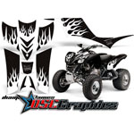 2005-2011 Kawasaki KFX700 ATV White Diamond Flames Vinyl Sticker Kit