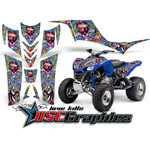 Kawasaki KFX700 ATV ED Hardy Blue Love kills Vinyl Sticker Kit Fits 2005-2011