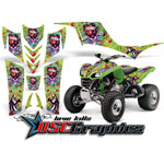 Kawasaki KFX700 ATV Green Love Kills ED Hardy Vinyl Sticker Kit Fits 2001-2008