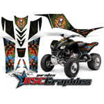 2001-2008 Kawasaki KFX700 ATV ED Hardy Green Pirates Vinyl Sticker Kit - DSC-556465469BQ