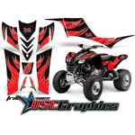 Kawasaki KFX700 ATV Red Tribal Flames Vinyl Sticker Kit Fits 2005-2011