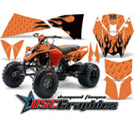 KTM 450 ATV Orange Diamond Flames Vinyl Graphic Kit Fits 2008-2011