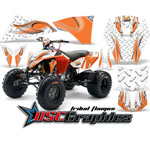 KTM 450 2008-2011 ATV Orange and White Tribal Flames Vinyl Graphic Kit