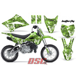 Moto 2010-2013 Kawasaki KLX110 Green Butterfly Decal Graphic Wrap Kit