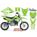 2010-2013 Kawasaki KLX110 Reloaded White and Green Moto Vinyl Graphic Wrap Kit