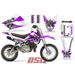 Vinyl Graphic Wrap Toxicity White and Purple Motocross Kit 2010-2013 Kawasaki KLX110