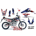 Vinyl Graphic Wrap Sin and Stripes Motocross Kit 2010-2013 Kawasaki KLX125 D-Tracker