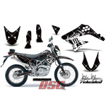 Reloaded Black Dirt Bike Vinyl Sticker Graphic Wrap Kit 2010-2013 Kawasaki KLX125 D-Tracker