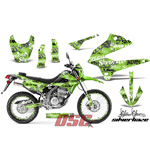 Silver Haze Black and Green Dirt Bike Vinyl Sticker Graphic Wrap Kit 2008-2013 Kawasaki KLX250
