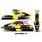 Kawasaki 750 SX Stand Up Jet Ski Carbon X Yellow and Black Vinyl Decal Kit