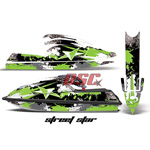 Graphic Wrap Street Star Green and Black Kit Stand Up Jet Ski Kawasaki 750 SX