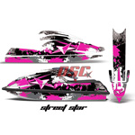 Graphic Vinyl Wrap Kit Stand Up Jet Ski Kawasaki 750 SX Street Star Pink and Black