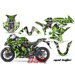 ZX 1000 Kawasaki Mad Hatter Green Ninja Graphic Wrap Kit 2010-2013
