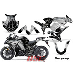 Kawasaki ZX 1000 Silver and Black The Grim Ninja Graphic Wrap Kit 2010-2013