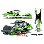 Stand Up Jet Ski Kawasaki 800 SXR Green and Black Street Star Graphic Wrap Kit