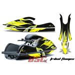 Tribal Flames Yellow and Black Vinyl Decal Wrap Kit Stand Up Jet Ski Kawasaki 800 SXR