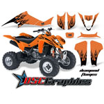 Kawasaki ATV Orange Diamond Flames Vinyl Kit Fits KFX 400 All Years