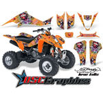 All Years Kawasaki KFX 400 ATV Orange Love Kills Vinyl Kit