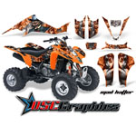 Kawasaki ATV Orange and Silver Mad Hatter Vinyl Kit Fits KFX 400 All Years