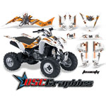 ATV Orange and White Toxicity Vinyl Kit Fits Kawasaki KFX 400 All Years