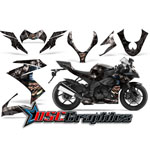 Kawasaki ZX10 Sport Bike Black Madhatter Vinyl Kit Fits 2008-2009 - DSC-656465477TR