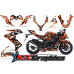 Kawasaki ZX10 2008-2009 Sport Bike Orange Madhatter Vinyl Kit