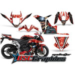 Honda CRB600RR Sport Bike Red Madhatter Graphic Sticker Kit Fits 2007-2008