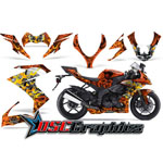 Kawasaki ZX10 Sport Bike Orange Motorhead Vinyl Kit Fits 2008-2009 - DSC-656465477TU