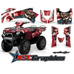 Kawasaki Brute Force 650I 4x4 2006-2011 ATV Red Mad Hatter Graphic Sticker Kit