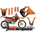 1993-1997 KTM C0 LC4 Four Stroke Motocross Orange Diamond Flames Graphic Kit