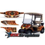 EZ GO 1996-2010 GOLF Cart Orange Firestorm Graphic Kit