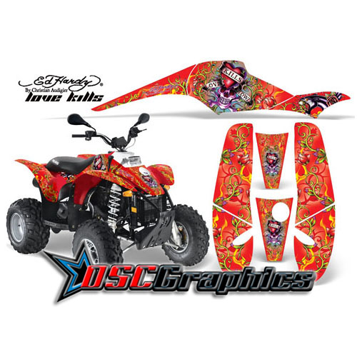 2008-2011 Polaris Scrambler 400 Quad Orange Love Kills Vinyl Graphics