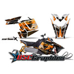 Polaris Assault 2010-2012 Snow Mobile Orange CarbonX Graphic Stickers