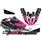 Arctic Cat 120 SnoPro Snow Mobile Pink Tribal Flames Vinyl Graphics