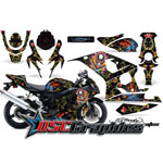 Suzuki GSXR 600 Sport Bike Black Pirates Graphic Sitcker Kit Fits 2004-2005