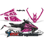 Snow Mobile Pink Butterfly Vinyl Stickers Fit Artic Cat