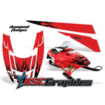 Polaris Edge Snow Mobile Red Diamond Flames Vinyl Stickers