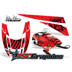 Polaris Snow Mobile Red Silver Star Vinyl Stickers Fit Edge