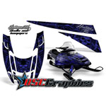 Polaris Snow Mobile Blue Skulls And Hammers Vinyl Graphics Fit Edge