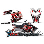 2010-2012 Assault Snow Mobile Red CarbonX Graphic Stickers