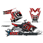 2010-2012 Polaris Assault Snow Mobile Red Reaper Graphic Stickers