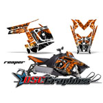 Polaris Assault 2010-2012 Snow Mobile Orange Reaper Graphic Stickers