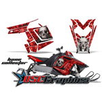 2010-2012 Polaris Assault Snow Mobile Red Bone Collector Graphic Stickers