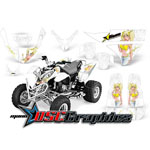 Polaris Predator 500 ATV White Mandy Graphic Stickers