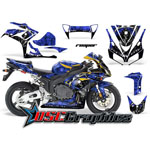 2006-2007 Honda CBR100RR Sport Bike Blue Reaper Graphic Kit