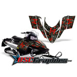 Snow Mobile Red Butterflies Vinyl Wraps Fit Polaris Assault