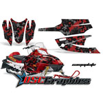 Arctic Cat Firecat F7 Snow Mobile Red Camo Plate Vinyl Wraps - DSC-656465469T