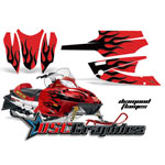 Snow Mobile Red Diamond Flames Vinyl Graphics Fit Arctic Cat Firecat F5