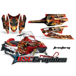 Snow Mobile Red Firestorm Vinyl Wraps Fit Arctic Cat Firecat F7 - DSC-656465469TE